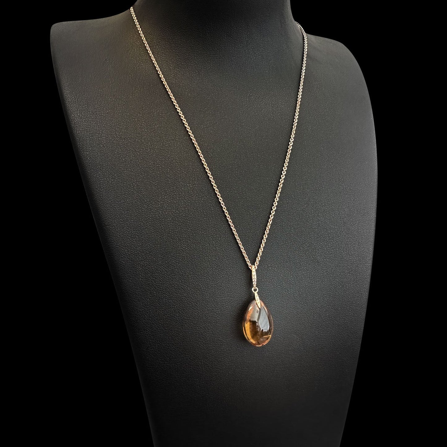 ISADORA JEWELLERY 18ct Rose Gold Cognac Quartz and Diamond Pendant