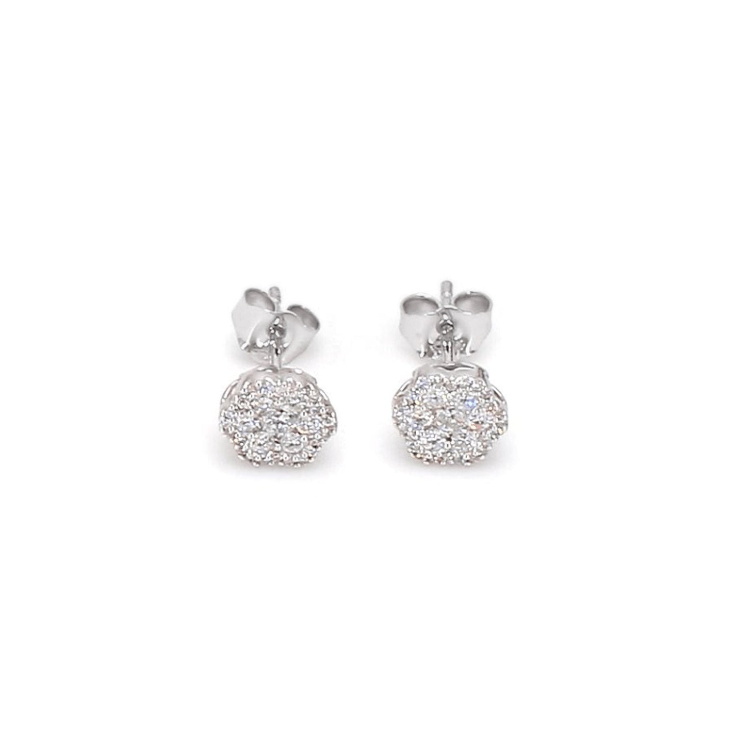 ISADORA JEWELLERY Lab Grown Diamond Cluster Stud Earrings featuring 62 Diamonds weighing a total of 0.50ct in 14ct White Gold