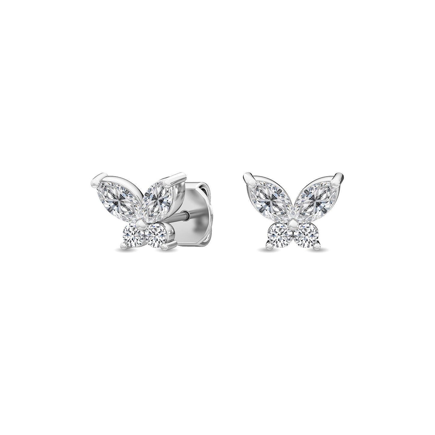 ISADORA JEWELLERY Lab-Grown Diamond Cluster Earrings featuring four round diamonds and four marquise diamonds in 14ct White Gold (Total Diamond Weight 0.60ct)