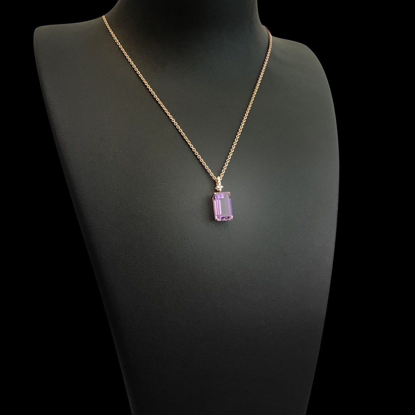 ISADORA JEWELLERY 18ct Rose Gold Green Amethyst & Diamond Pendant