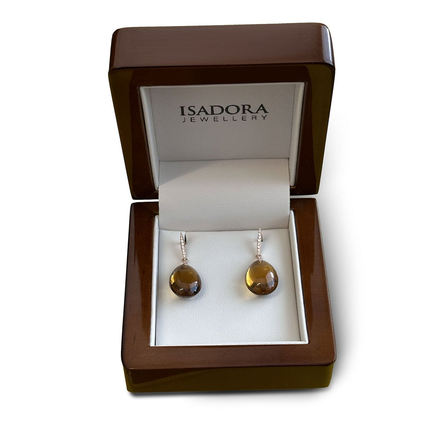 ISADORA JEWELLERY 18ct Rose Gold Cognac Quartz and Diamond Earrings