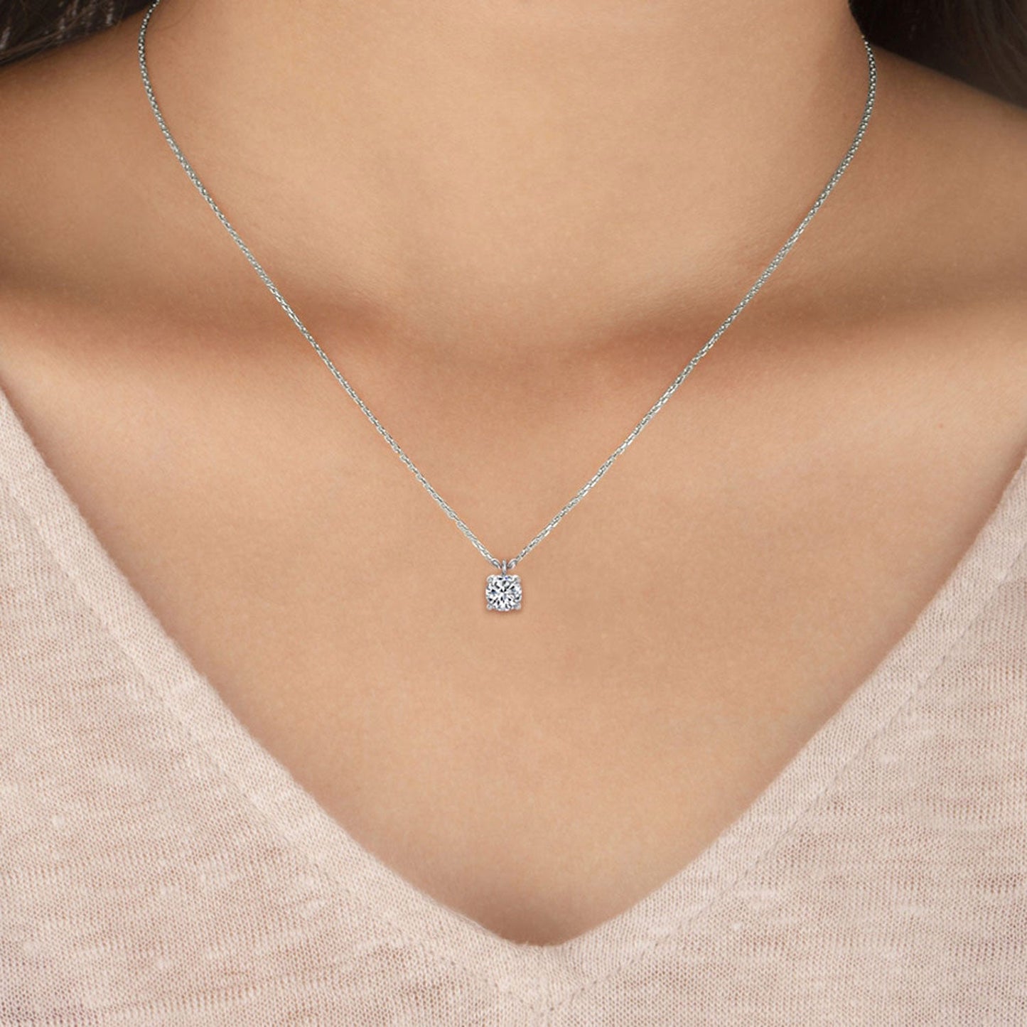 ISADORA JEWELLERY Lab-Grown Diamond Pendant in 14K White Gold featuring one diamond supplied on a 14ct White Gold Chain (Total Diamond Weight 1.00ct)