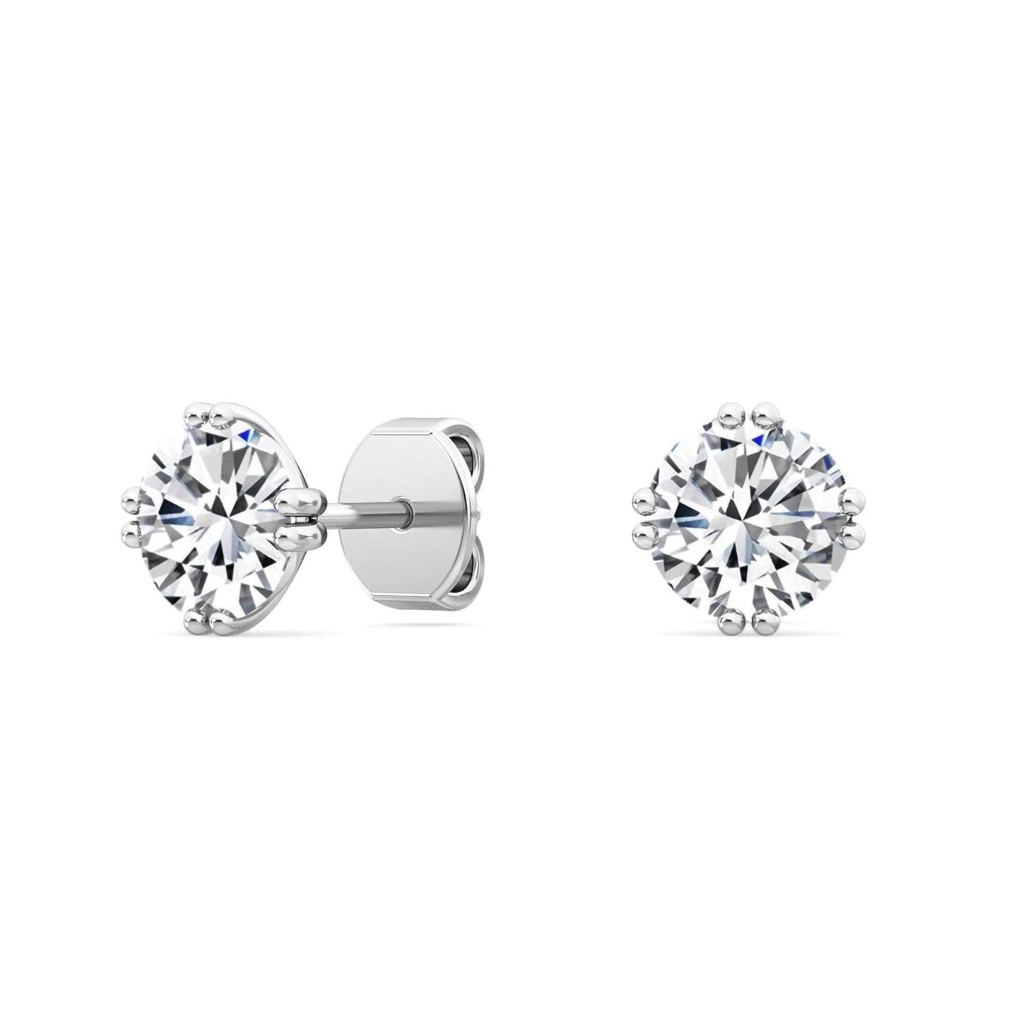 ISADORA JEWELLERY Lab-Grown Diamond Double Claw Sterling Silver Stud Earrings with two 0.20ct diamonds (Total Diamond Weight 0.40ct)