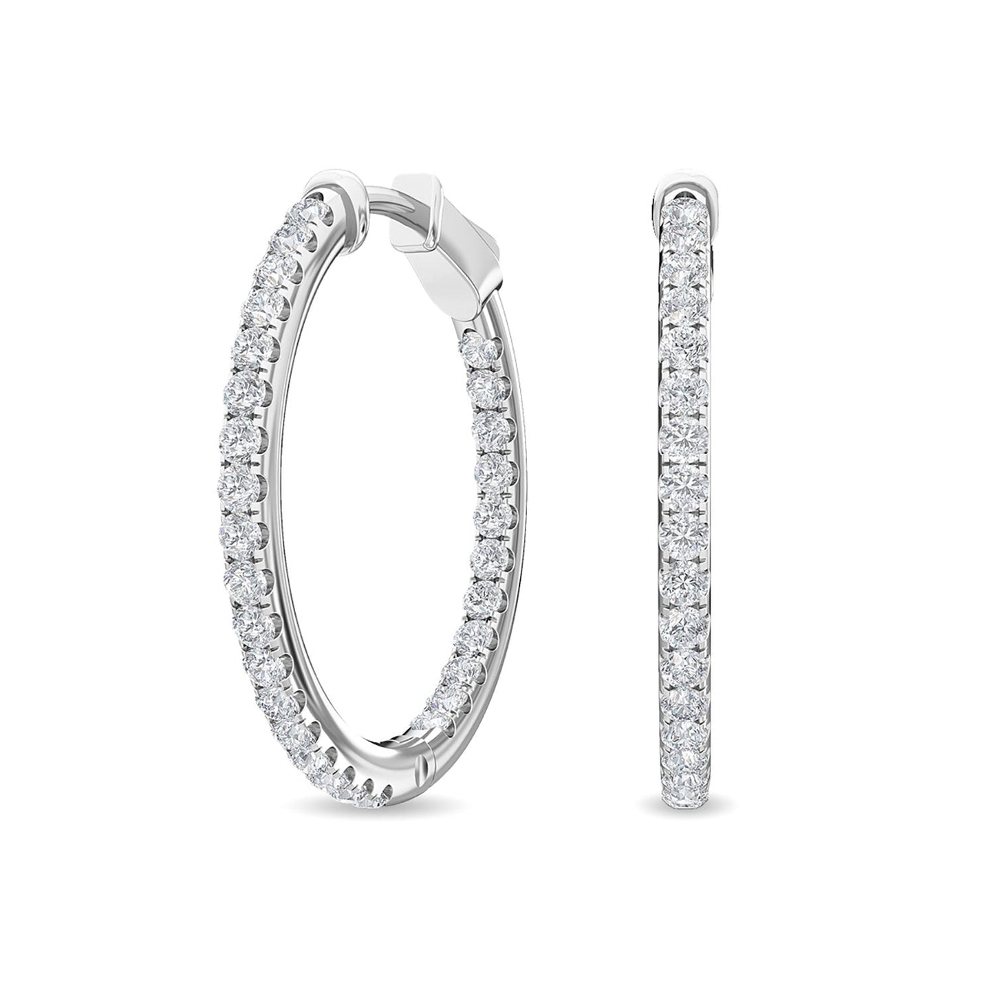 ISADORA JEWELLERY Lab Grown Round Cut Diamond Hoop Earrings in 14ct White Gold