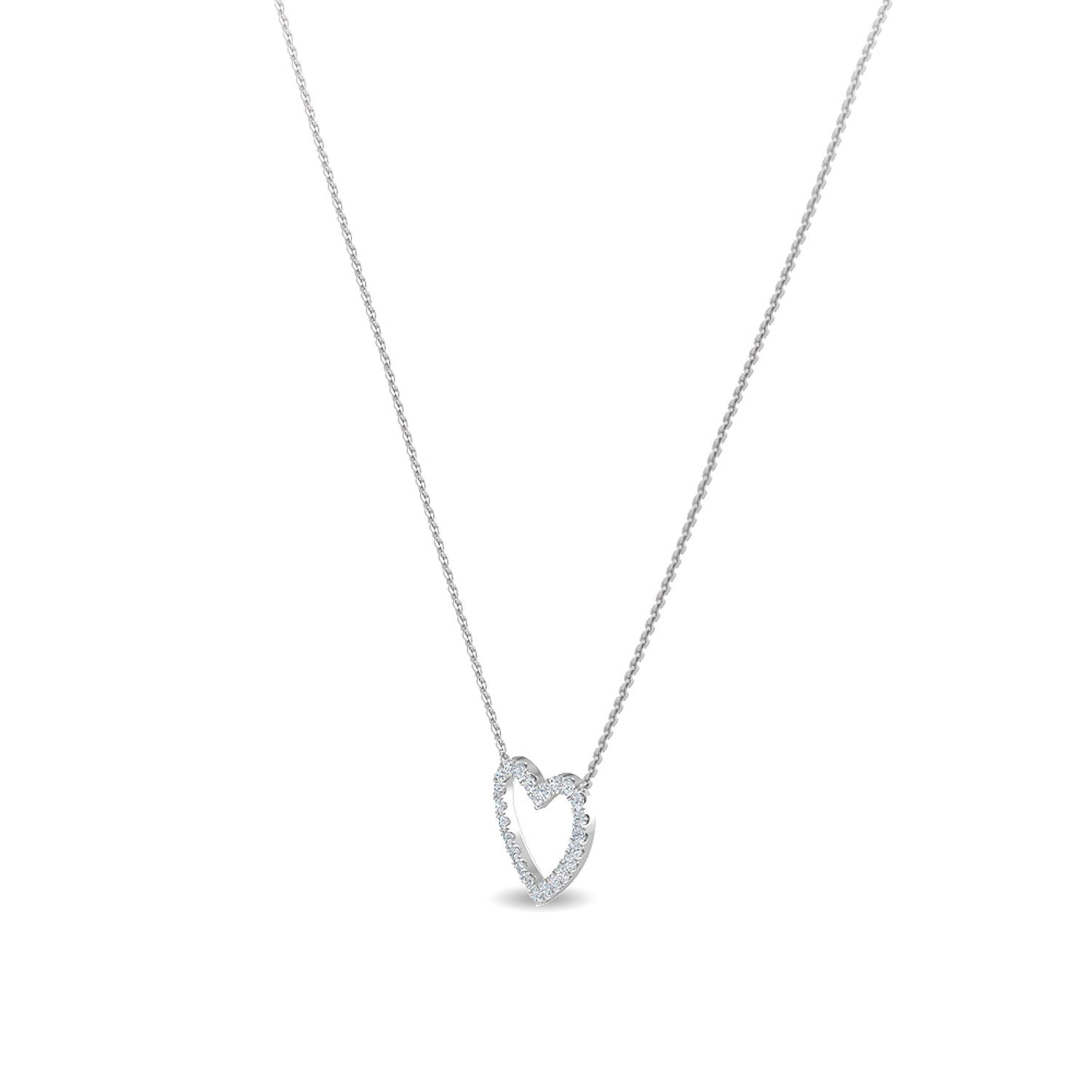 ISADORA JEWELLERY Lab Grown Diamond Heart Shaped Pendant featuring 24 Round Diamonds weighing a total of 0.15ct on a 14ct White Gold Neckchain