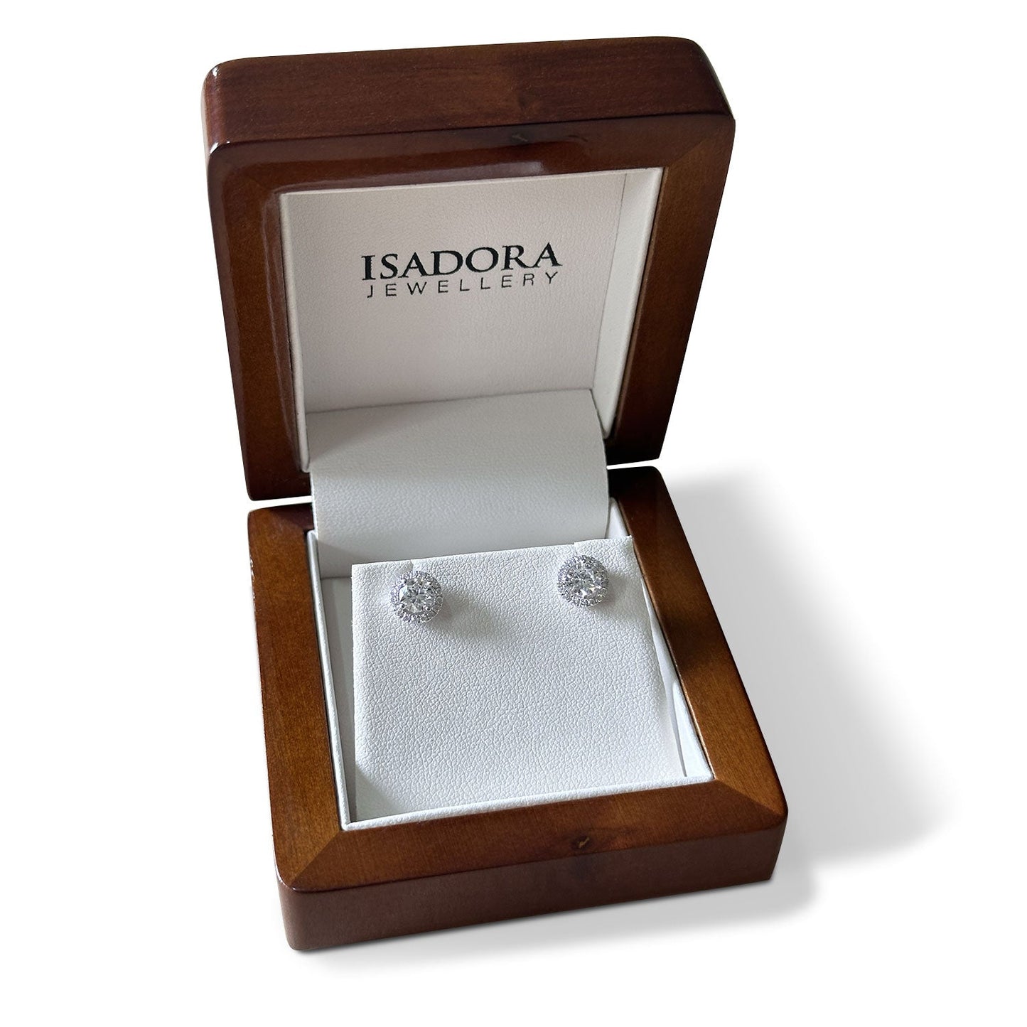 ISADORA JEWELLERY Lab-Grown Diamond Stud Earrings Round Centre Diamonds in 14ct White Gold (Total Diamond Weight 1.16ct)