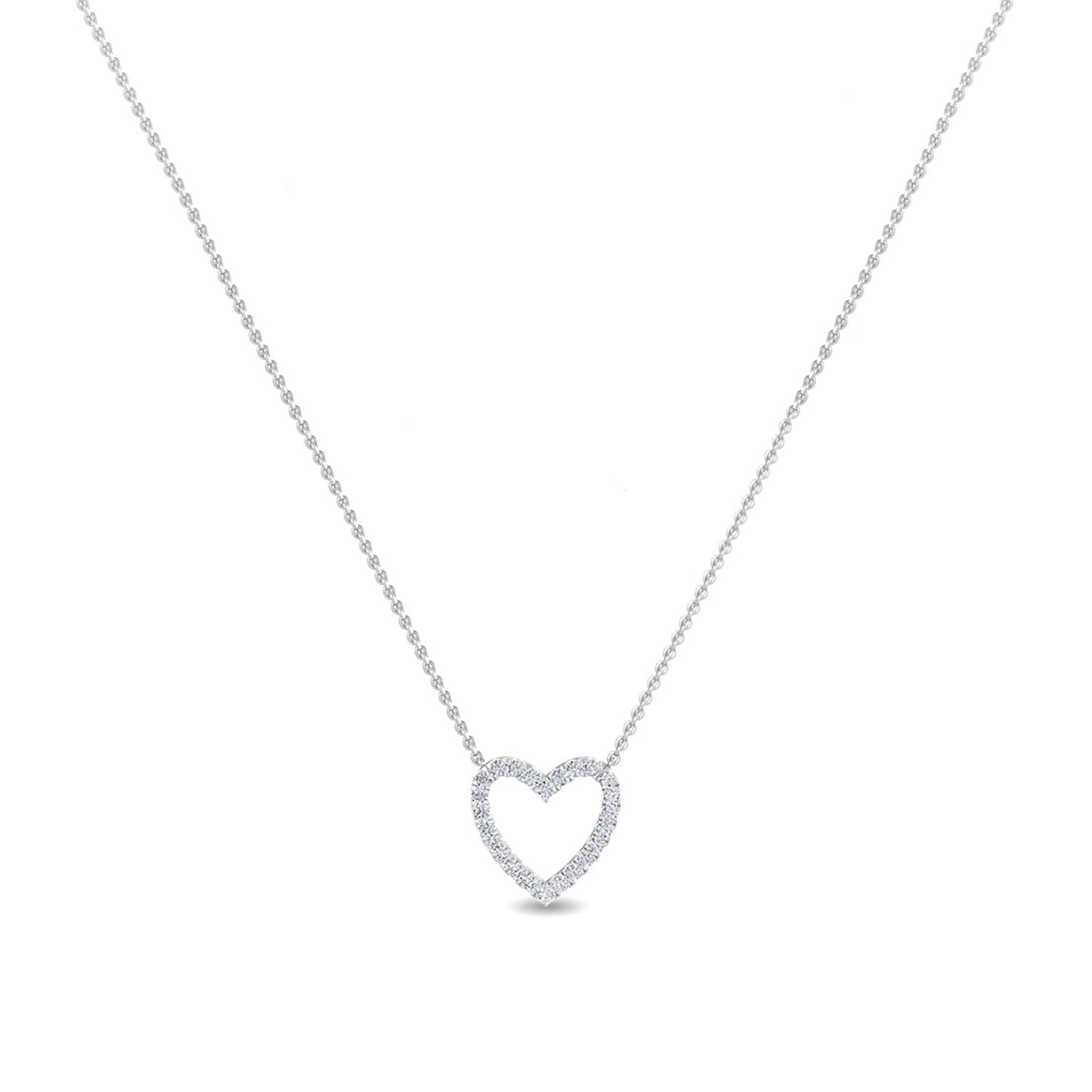 ISADORA JEWELLERY Lab Grown Diamond Heart Shaped Pendant featuring 24 Round Diamonds weighing a total of 0.15ct on a 14ct White Gold Neckchain