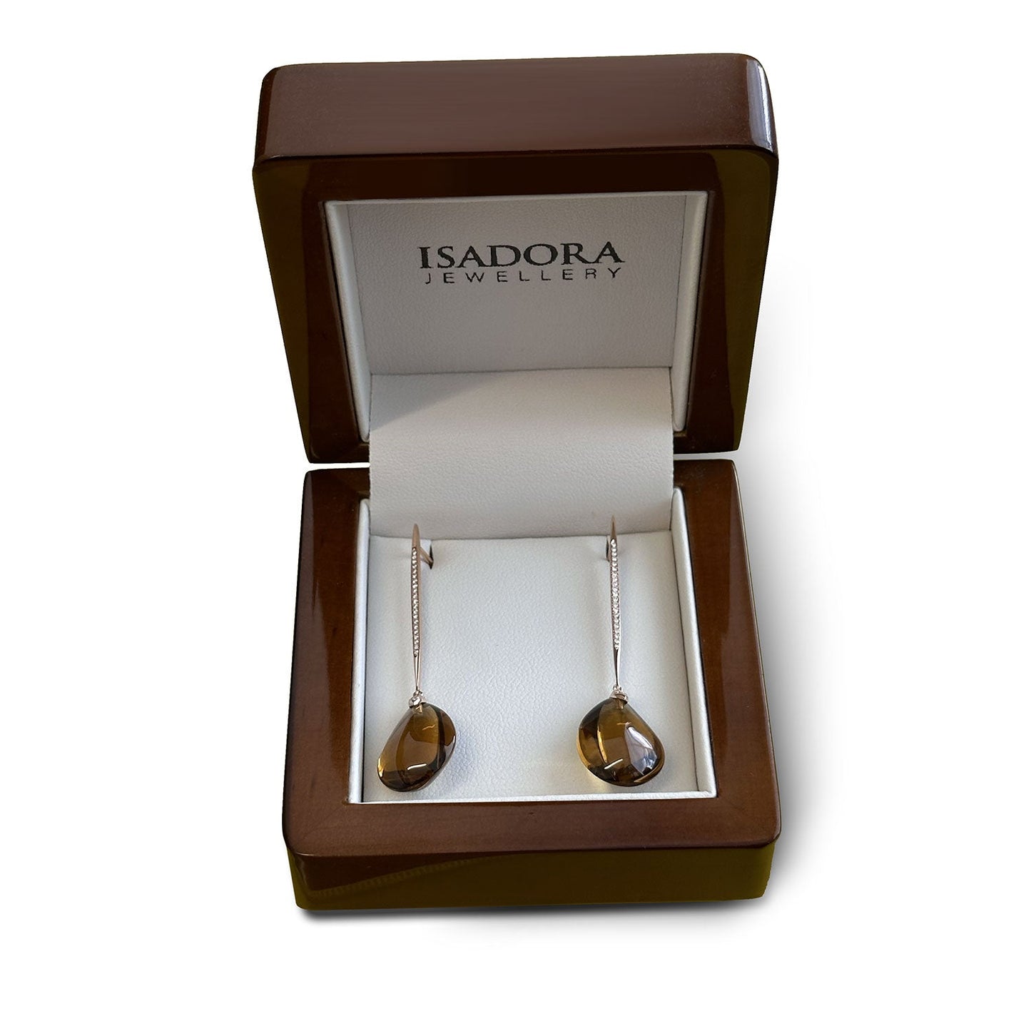 ISADORA JEWELLERY 18ct Rose Gold Cognac Quartz & Diamond Earrings