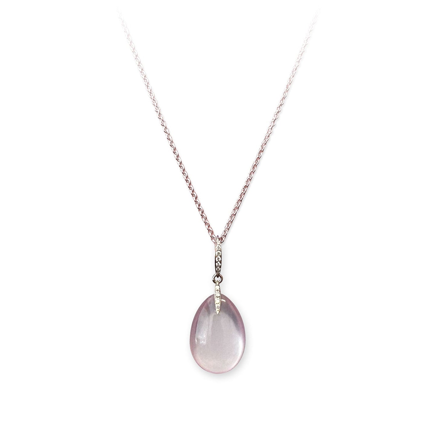 ISADORA JEWELLERY 18ct Rose Gold Rose Quartz and Diamond Pendant