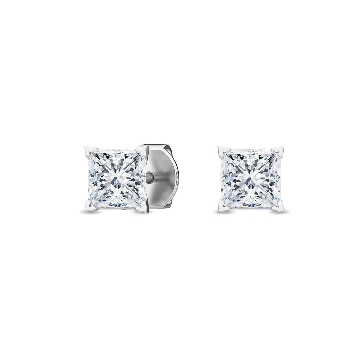 ISADORA JEWELLERY Lab Grown Diamond Princess Cut Stud Earrings in 14ct White Gold