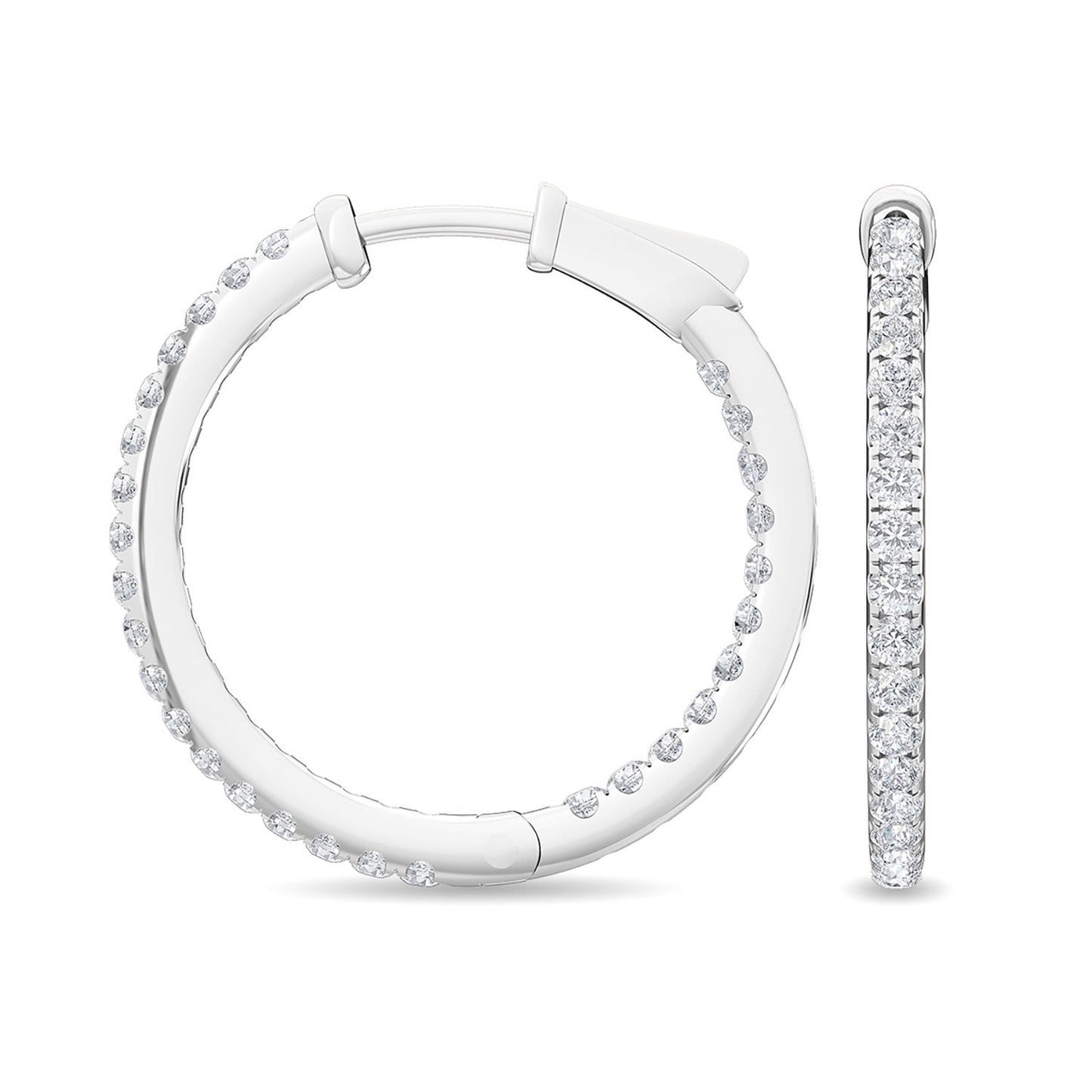 ISADORA JEWELLERY Lab Grown Round Cut Diamond Hoop Earrings in 14ct White Gold