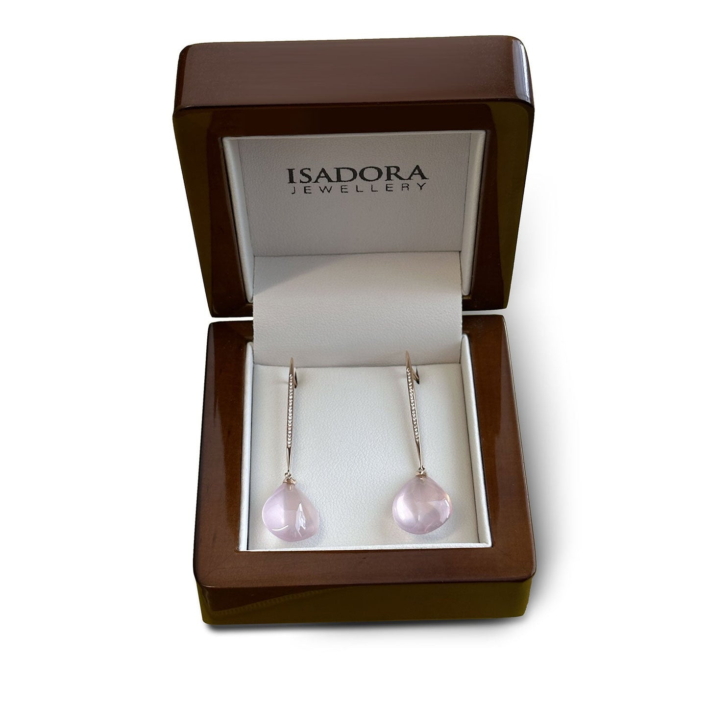 ISADORA JEWELLERY 18ct Rose Gold Rose Quartz & Diamond Earrings