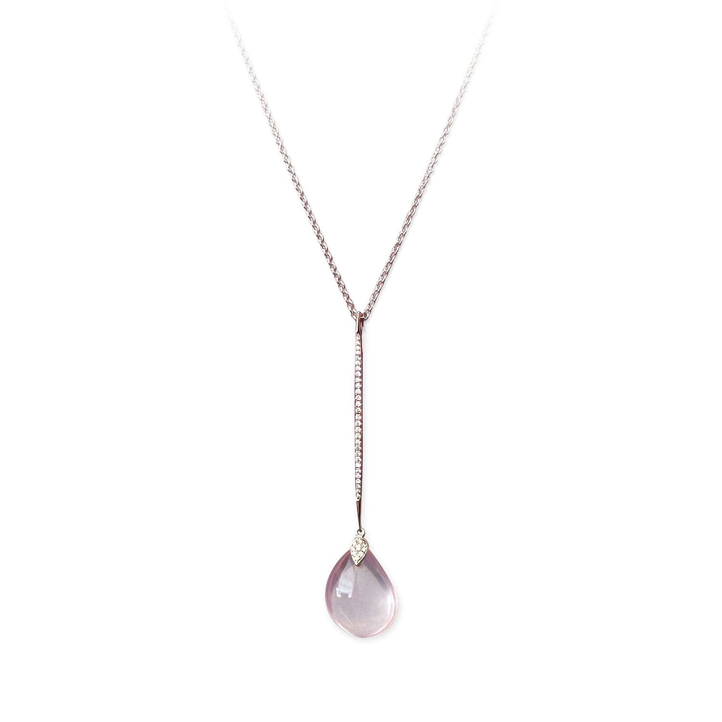 ISADORA JEWELLERY 18ct Rose Gold Rose Quartz & Diamond Pendant