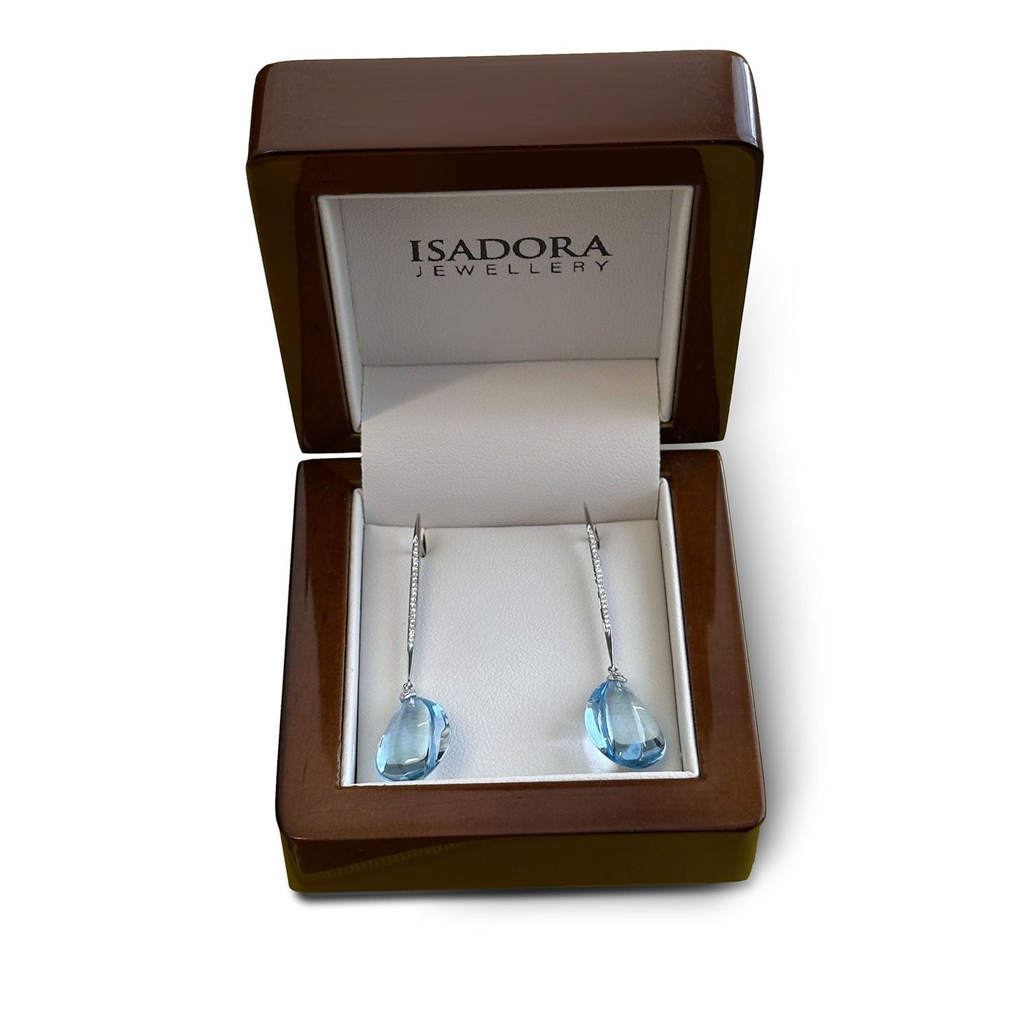 ISADORA JEWELLERY 18ct White Gold Blue Topaz and Diamond Earrings