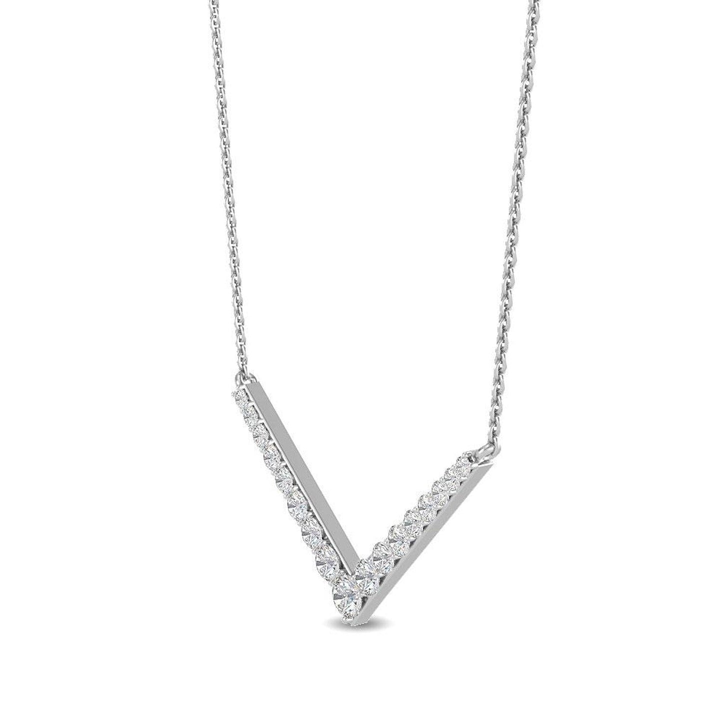 ISADORA JEWELLERY Lab Grown Diamond V Shaped Pendant featuring 17 Round Diamonds weighing a total of 0.40ct on a 14ct White Gold Neckchain