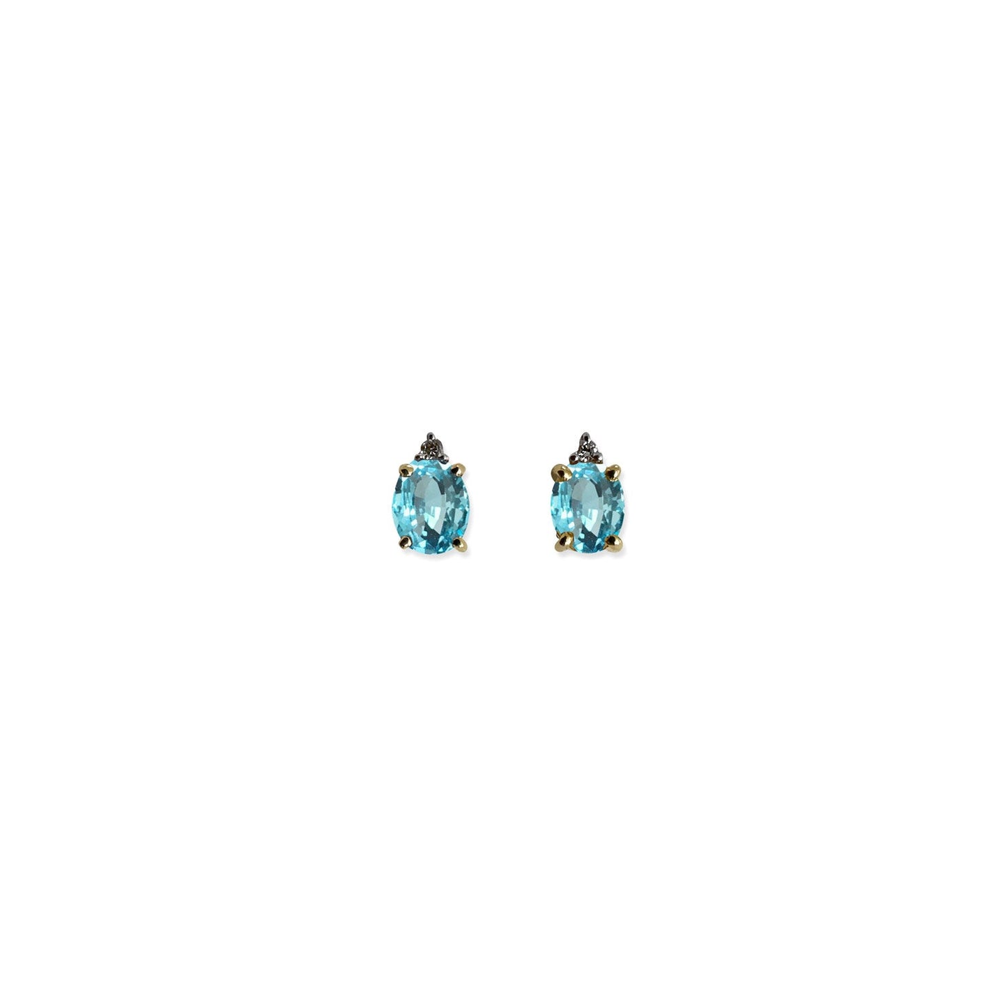 ISADORA JEWELLERY Natural Blue Topaz (6x4mm) 9ct Yellow Gold Earrings