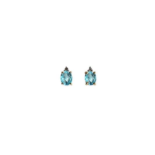 ISADORA JEWELLERY Natural Blue Topaz (6x4mm) 9ct Yellow Gold Earrings