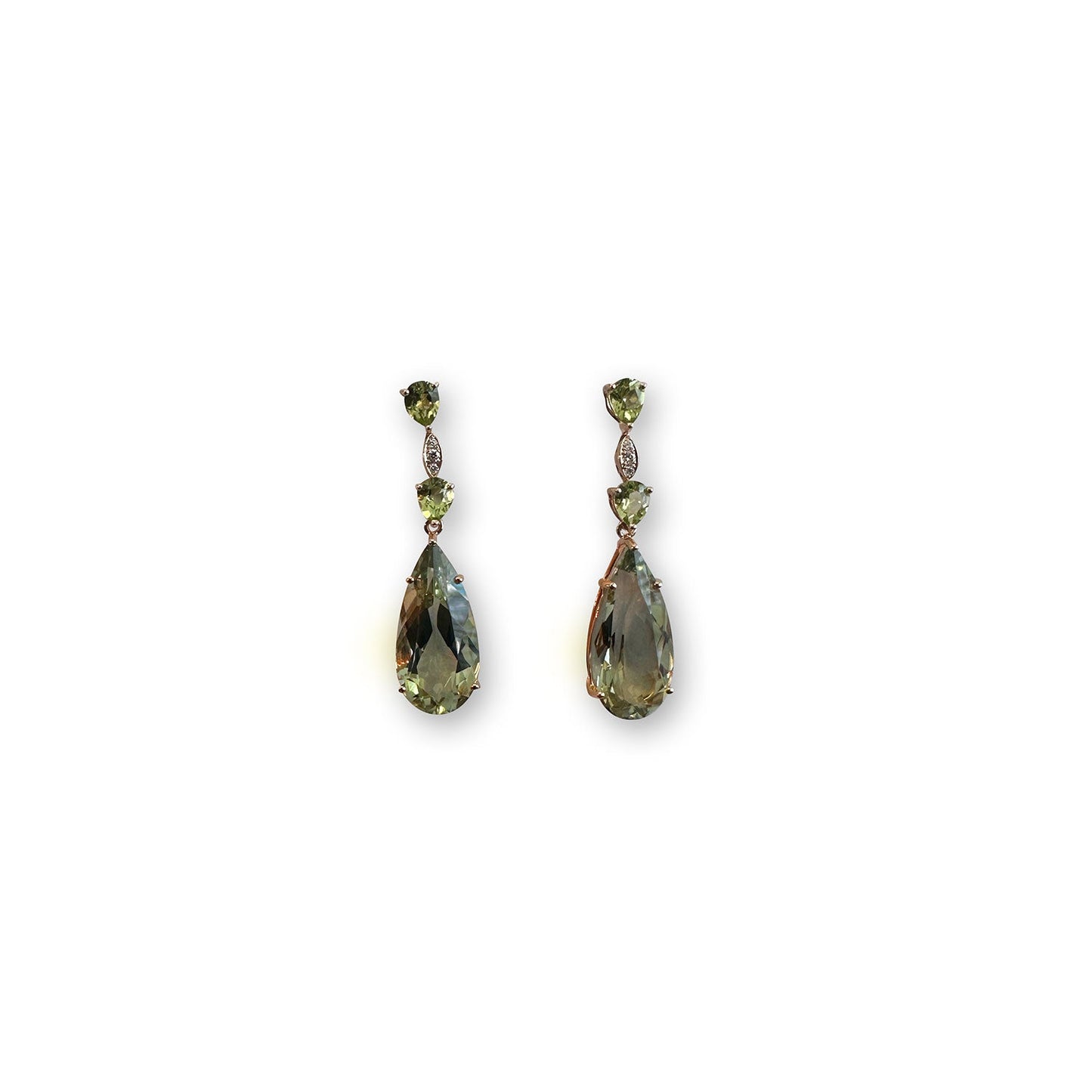ISADORA JEWELLERY 18ct Rose Gold Green Amethyst, Peridot and Diamond Earrings