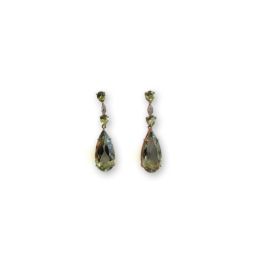 ISADORA JEWELLERY 18ct Rose Gold Green Amethyst, Peridot and Diamond Earrings