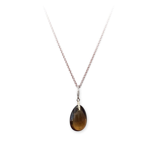 ISADORA JEWELLERY 18ct Rose Gold Cognac Quartz and Diamond Pendant