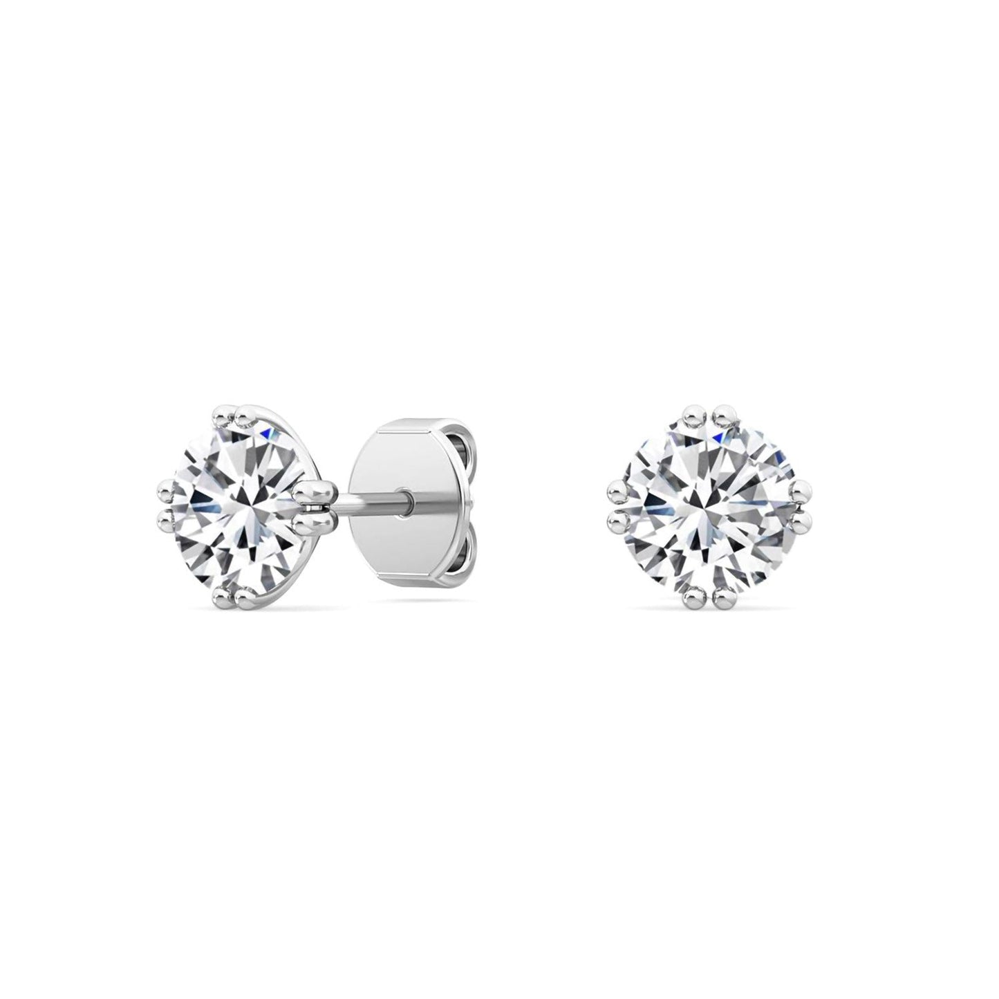 ISADORA JEWELLERY Lab-Grown Diamond Double Claw Sterling Silver Stud Earrings with two 0.15ct diamonds (Total Diamond Weight 0.30ct)