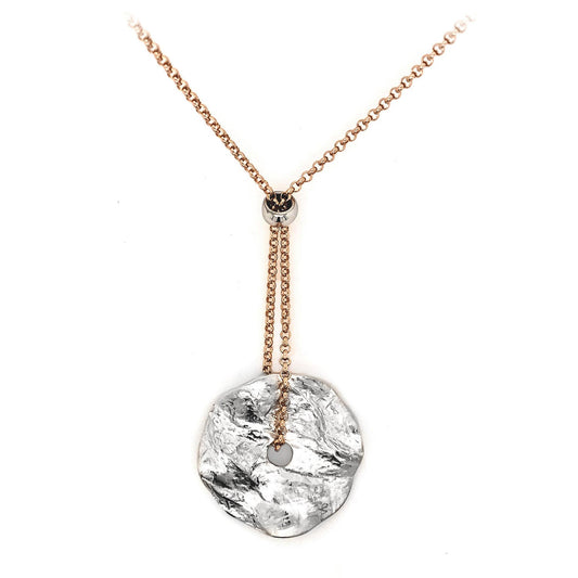ISADORA JEWELLERY Sterling Silver Disc Necklace with Rose Gold 80cm Chain