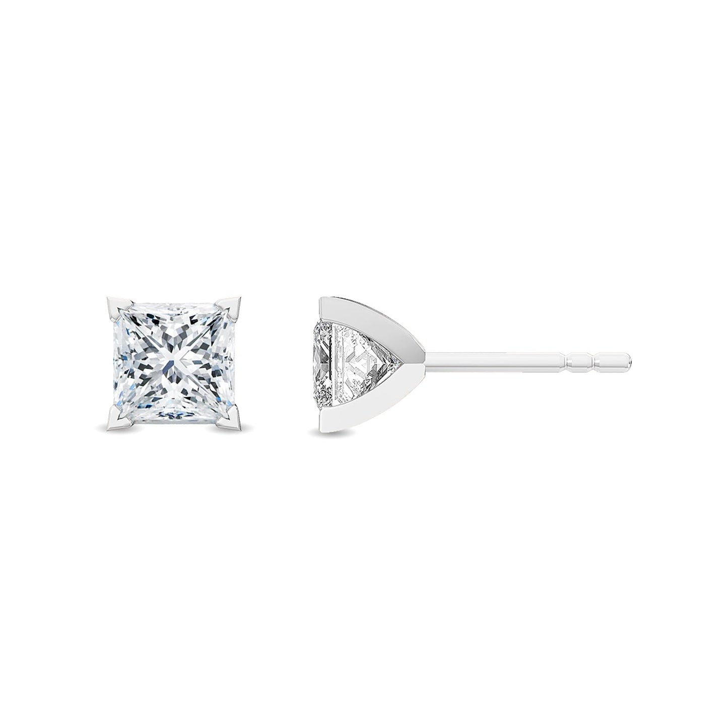 ISADORA JEWELLERY Lab Grown Diamond Princess Cut Stud Earrings in 14ct White Gold