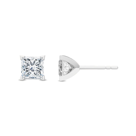 ISADORA JEWELLERY Lab Grown Diamond Princess Cut Stud Earrings in 14ct White Gold