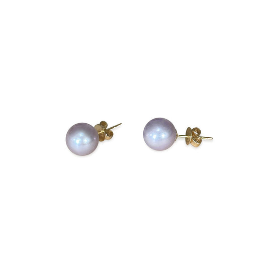 ISADORA JEWELLERY Mauve Freshwater 8-8.5mm Pearl Stud Earrings with 14ct Gold Posts and Butterflies