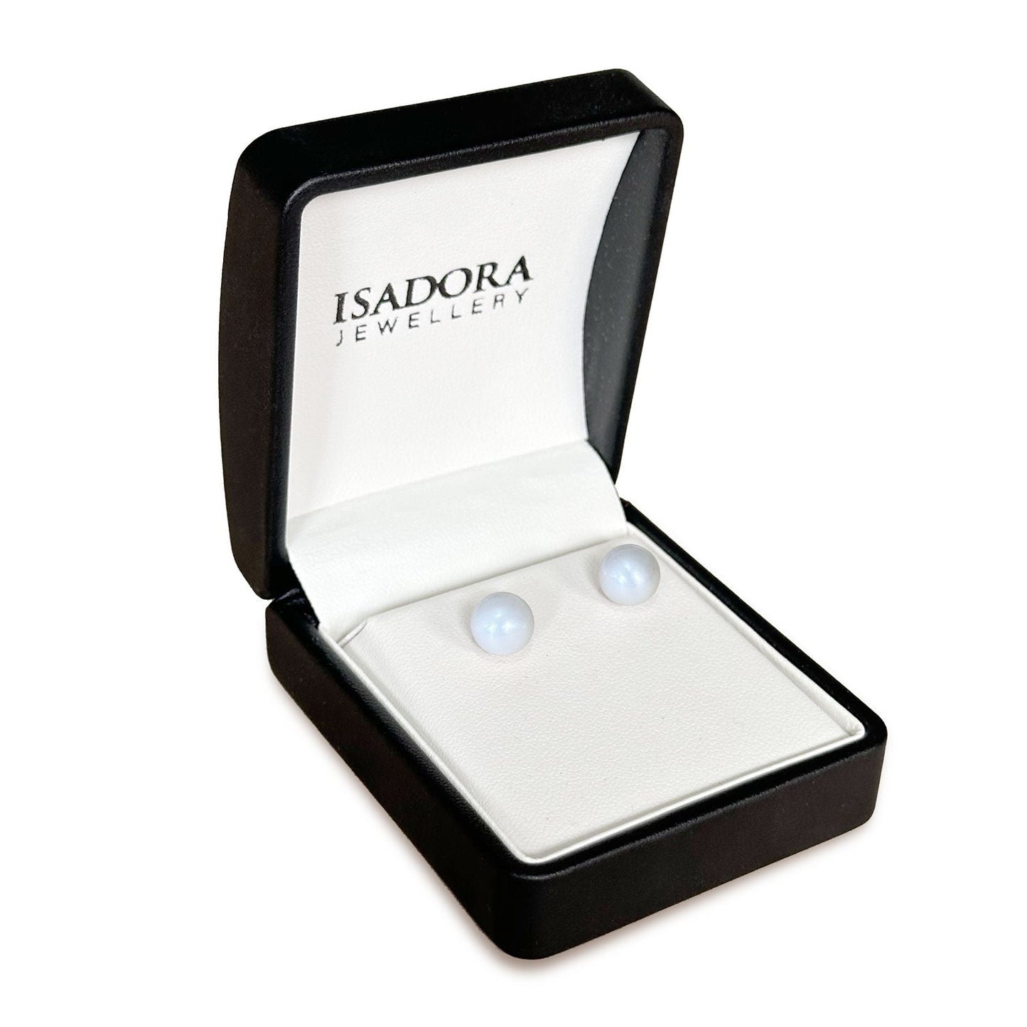 ISADORA JEWELLERY White Freshwater 7-7.5mm Pearl Stud Earrings with 14ct Gold Posts and Butterflies