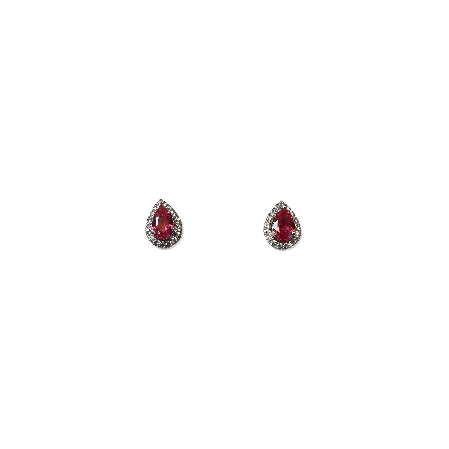 ISADORA JEWELLERY Lab Created 6x4mm Oval Red Ruby and Lab Created White Sapphire Sterling Silver Earrings