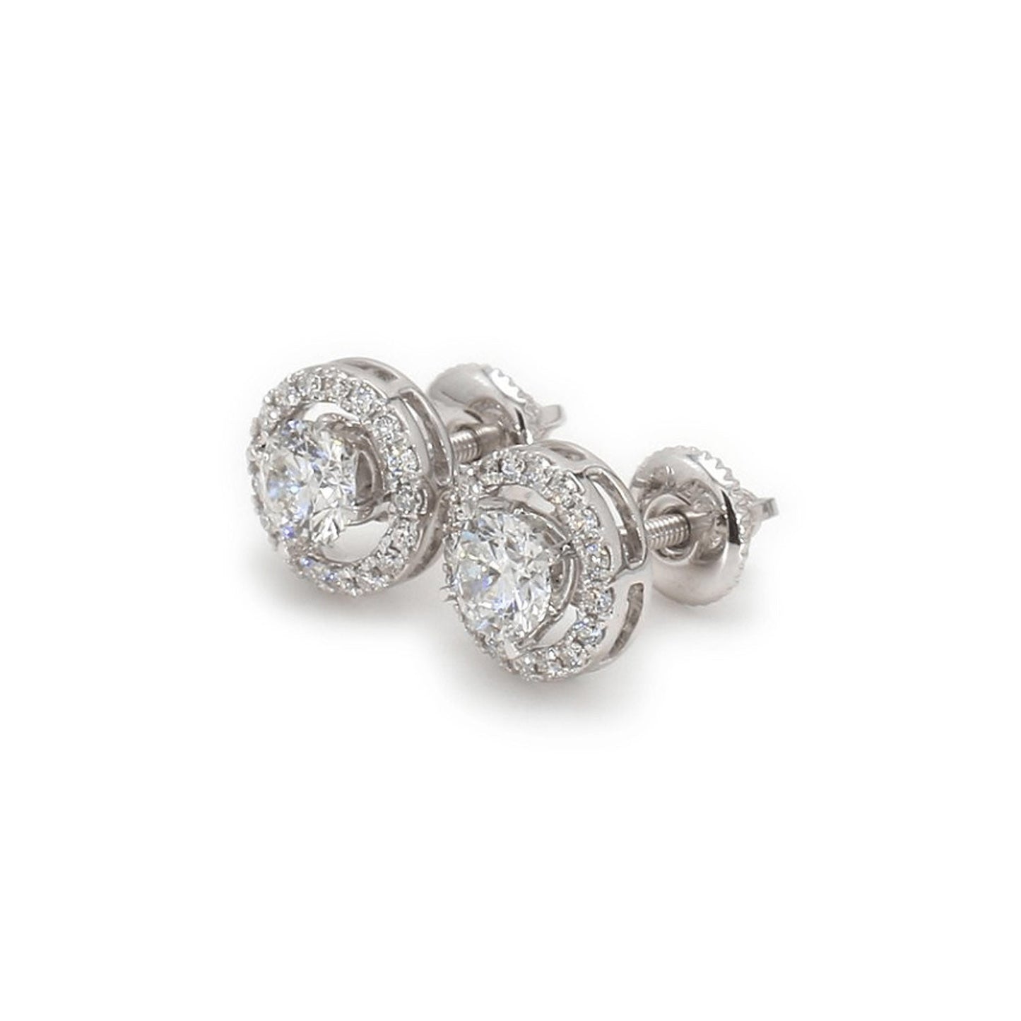 ISADORA JEWELLERY Lab-Grown Diamond Halo Earrings in 14ct White Gold (Total Diamond Weight 1.20ct)