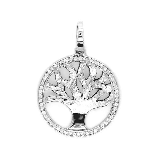 ISADORA JEWELLERY Sterling Silver Tree of Life Pendant with Cubic Zirconia