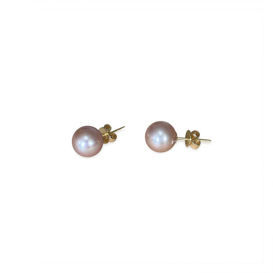 ISADORA JEWELLERY Pink Freshwater 7-7.5mm Pearl Stud Earrings with 14ct Gold Posts and Butterflies