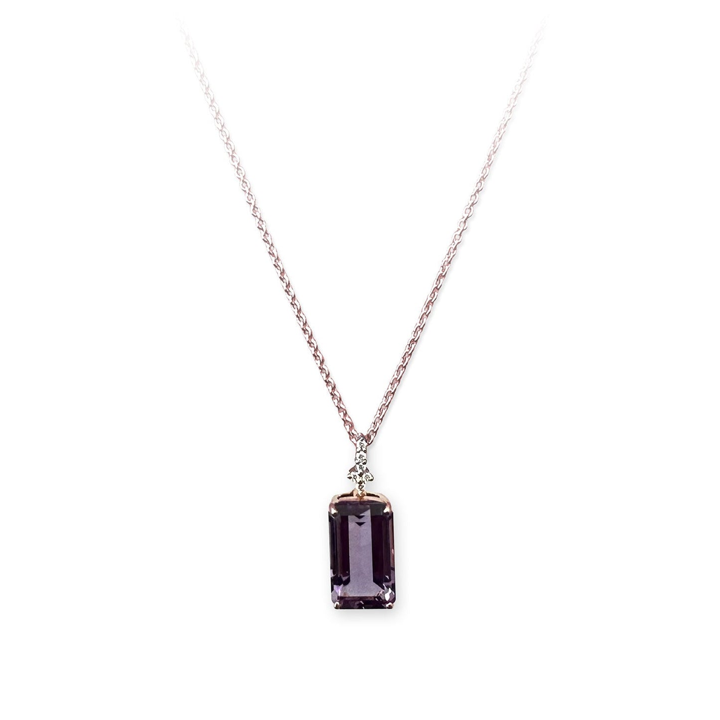 ISADORA JEWELLERY 18ct Rose Gold Green Amethyst & Diamond Pendant