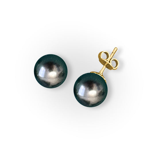 ISADORA JEWELLERY Tahitian Pearl Earrings 9mm diameter pearls set with 9ct Yellow Gold Posts