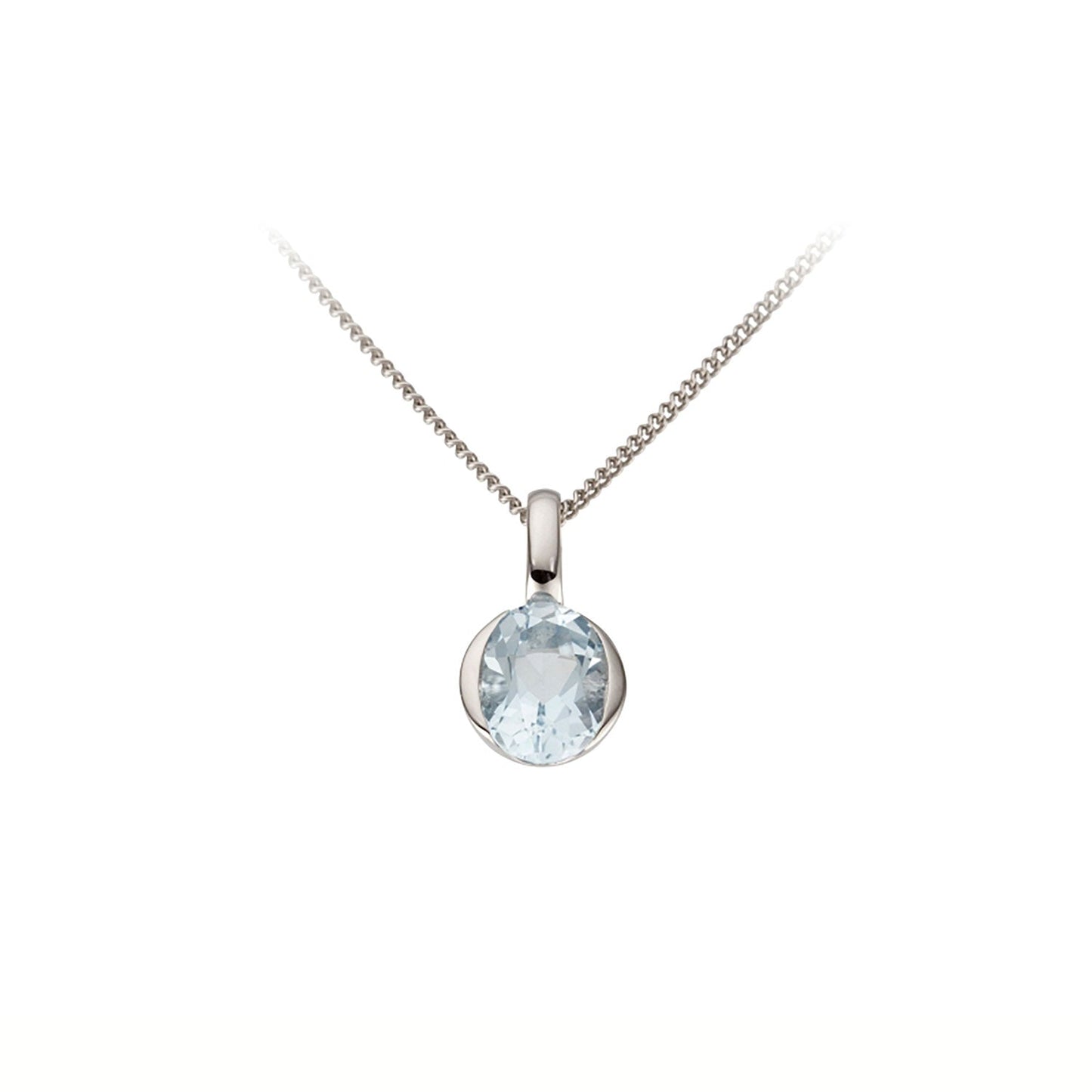 ISADORA JEWELLERY 9ct White Gold Oval Sky Blue Topaz Pendant with 9ct White Gold Neckchain