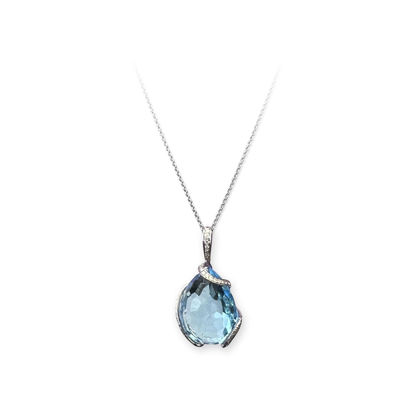 ISADORA JEWELLERY 18ct White Gold Blue Topaz and Diamond Pendant