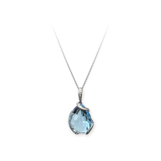 ISADORA JEWELLERY 18ct White Gold Blue Topaz and Diamond Pendant