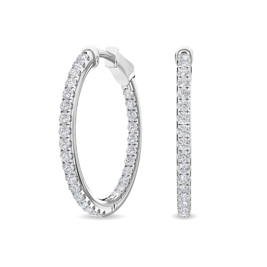 ISADORA JEWELLERY Lab Grown Round Cut Diamond Hoop Earrings in 14ct White Gold