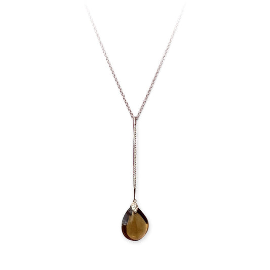 ISADORA JEWELLERY 18ct Rose Gold Cognac Quartz & Diamond Pendant