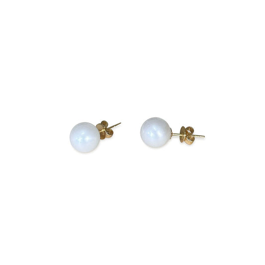 ISADORA JEWELLERY White Freshwater 7-7.5mm Pearl Stud Earrings with 14ct Gold Posts and Butterflies