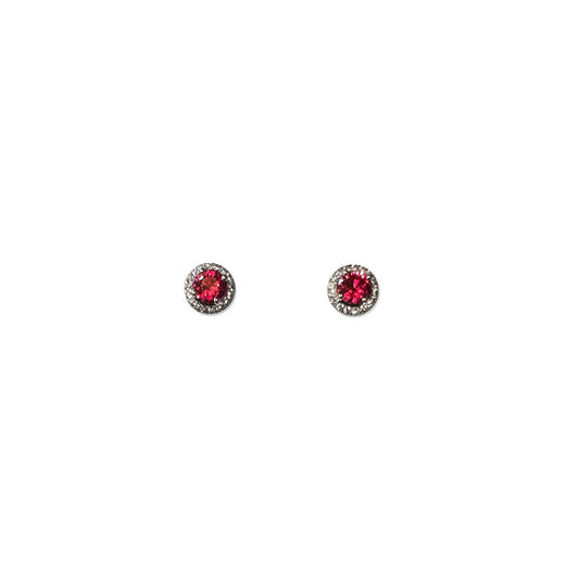ISADORA JEWELLERY Lab Created 5mm Round Red Ruby and Lab Created White Sapphire Sterling Silver Earrings