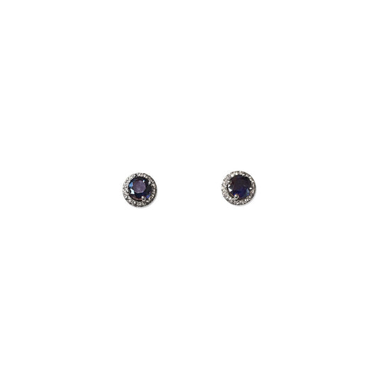 ISADORA JEWELLERY Lab Created 5mm Round Blue Sapphire and Lab Created White Sapphire Sterling Silver Earrings