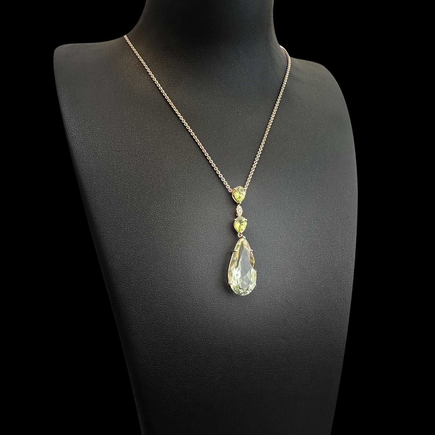 ISADORA JEWELLERY 18ct Rose Gold Green Amethyst, Peridot and Diamond Pendant