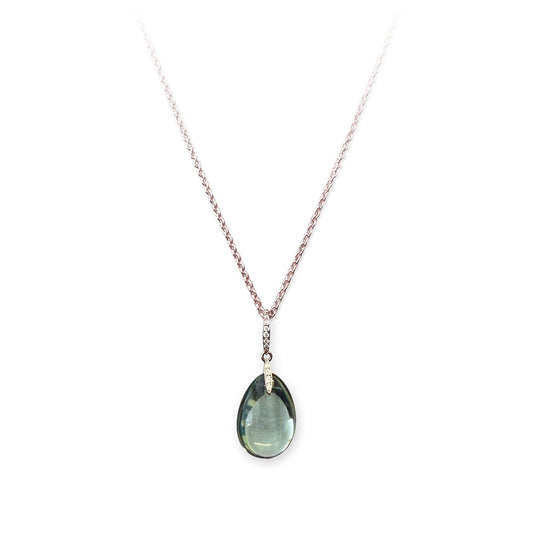 ISADORA JEWELLERY 18ct Rose Gold Green Amethyst and Diamond Pendant