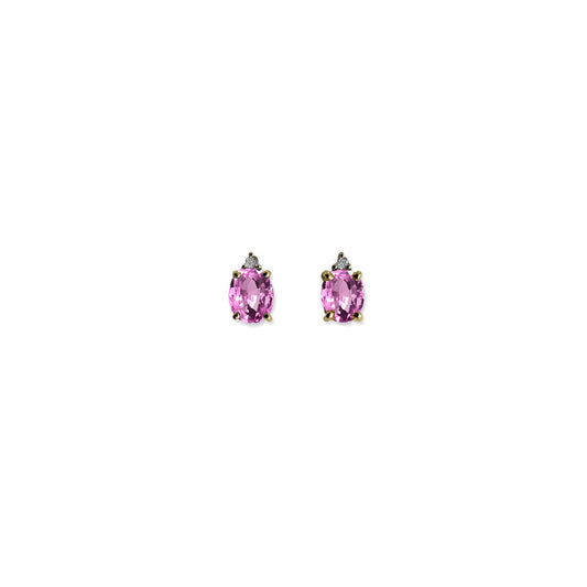 ISADORA JEWELLERY Natural Pink Sapphire (6x4mm) 9ct Yellow Gold Earrings