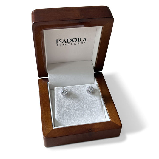 ISADORA JEWELLERY Lab-Grown Diamond Stud Earrings Round Centre Diamonds in 14ct White Gold (Total Diamond Weight 1.16ct)