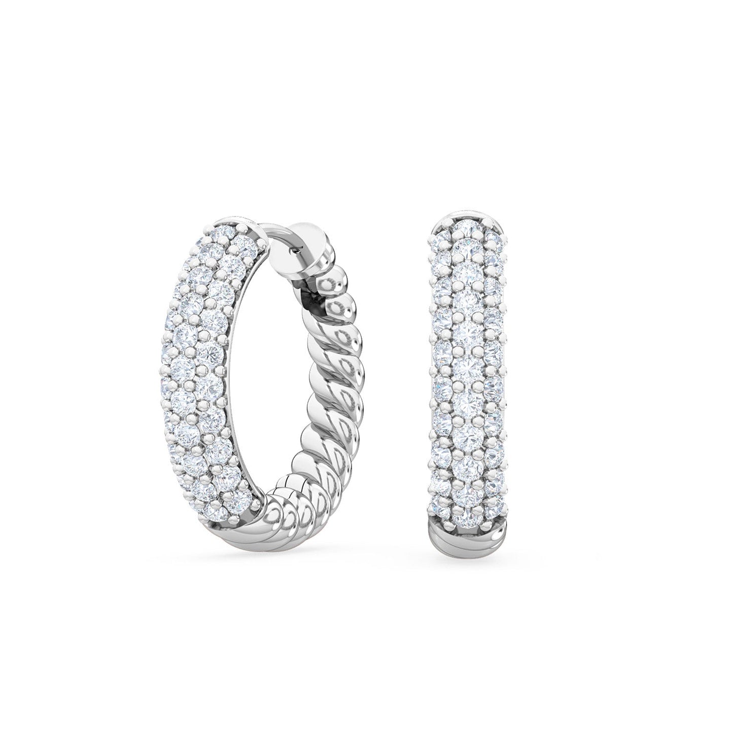 ISADORA JEWELLERY Lab Grown Diamond Hoop Earrings featuring 62 Diamonds weighing a total of 0.40ct on 14ct White Gold Neckchain.