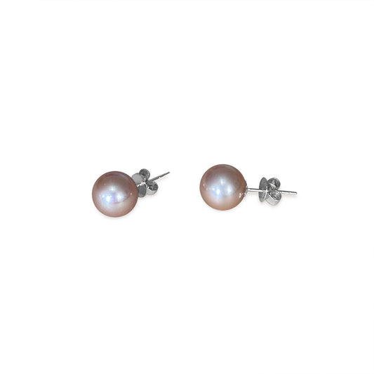 ISADORA JEWELLERY Pink Freshwater 8-8.5mm Pearl Stud Sterling Silver Earrings